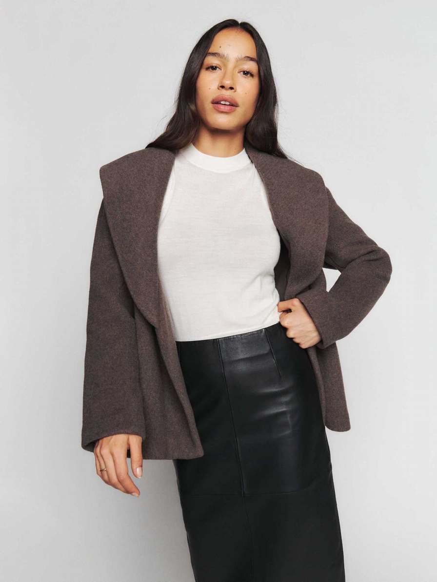 Women's Reformation Regent Jackets Coffee | USA-180734