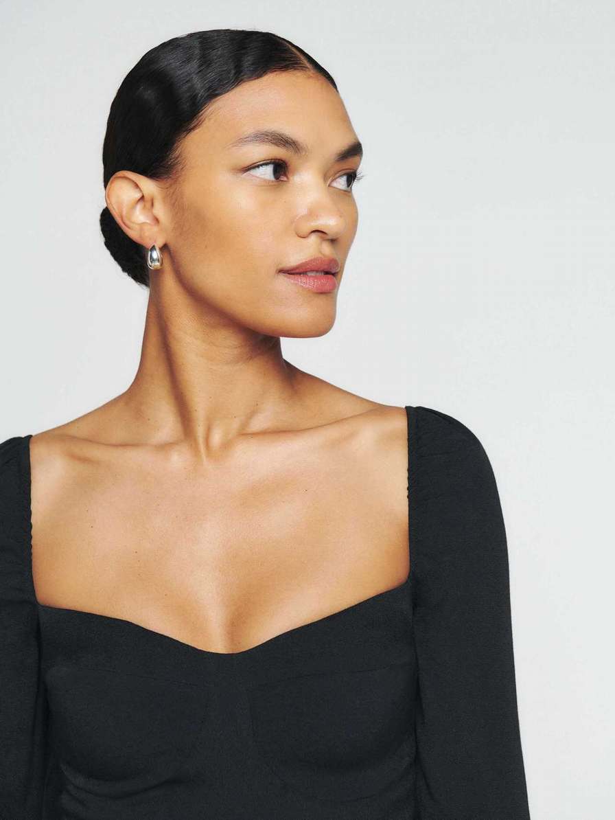 Women's Reformation Reign Tops Black | USA-320146