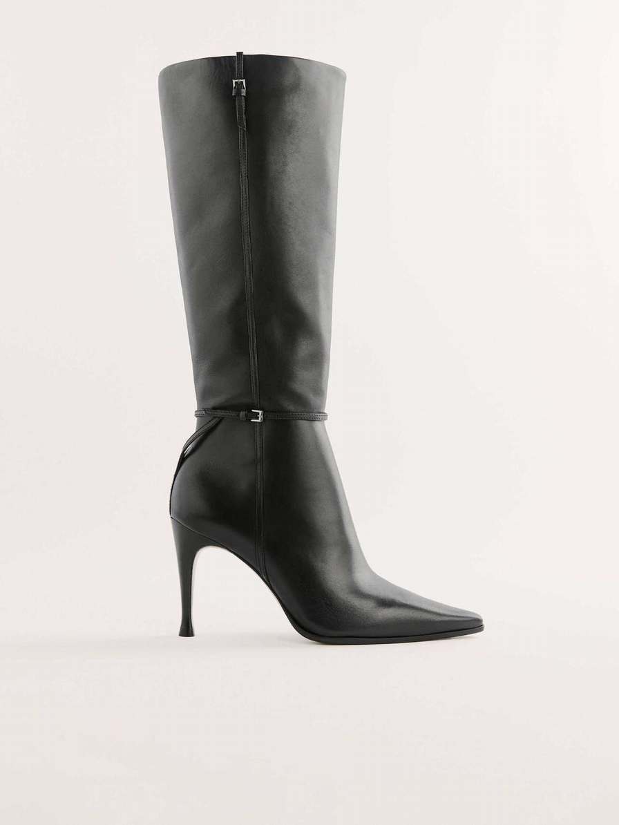 Women's Reformation Rena Buckle Knee-high Boots Black | USA-135704