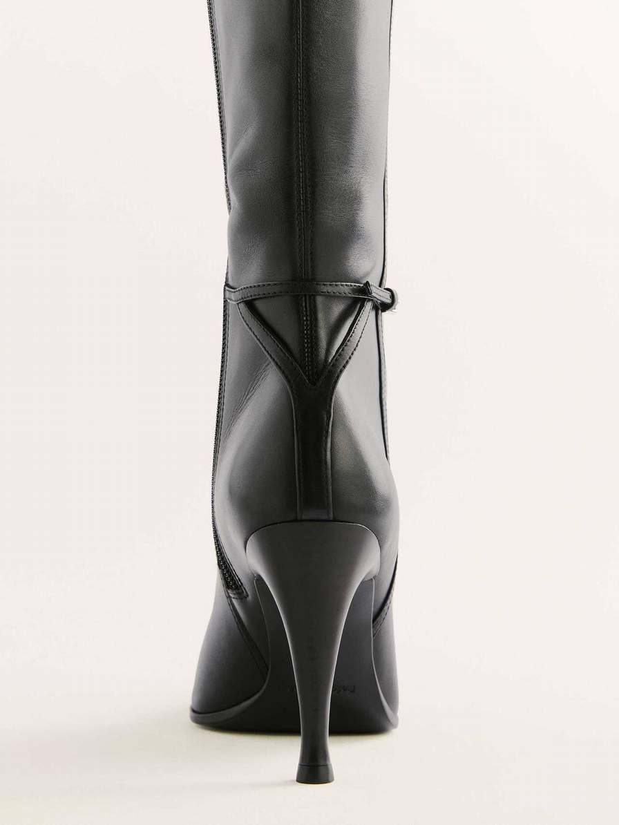 Women's Reformation Rena Buckle Knee-high Boots Black | USA-135704