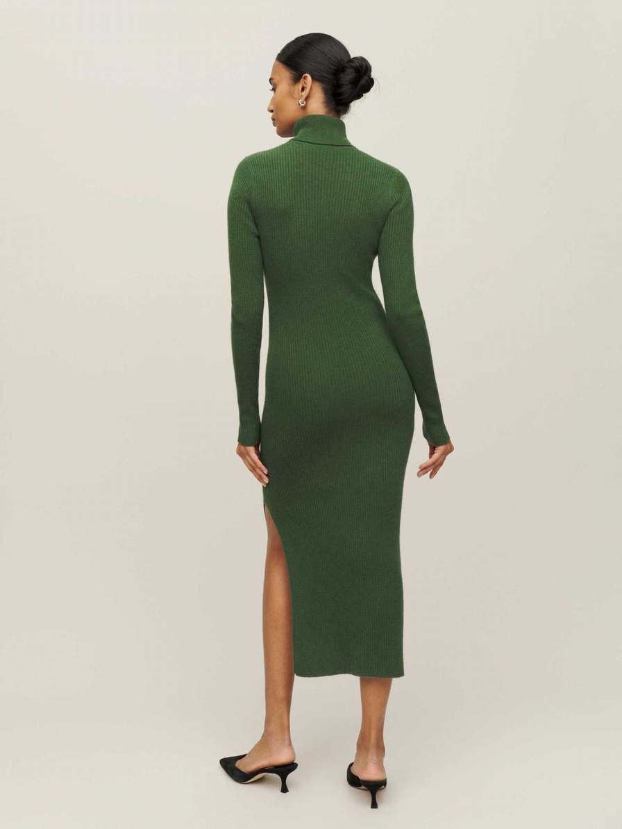 Women's Reformation Robin Cashmere Dress Dark Green | USA-6078231