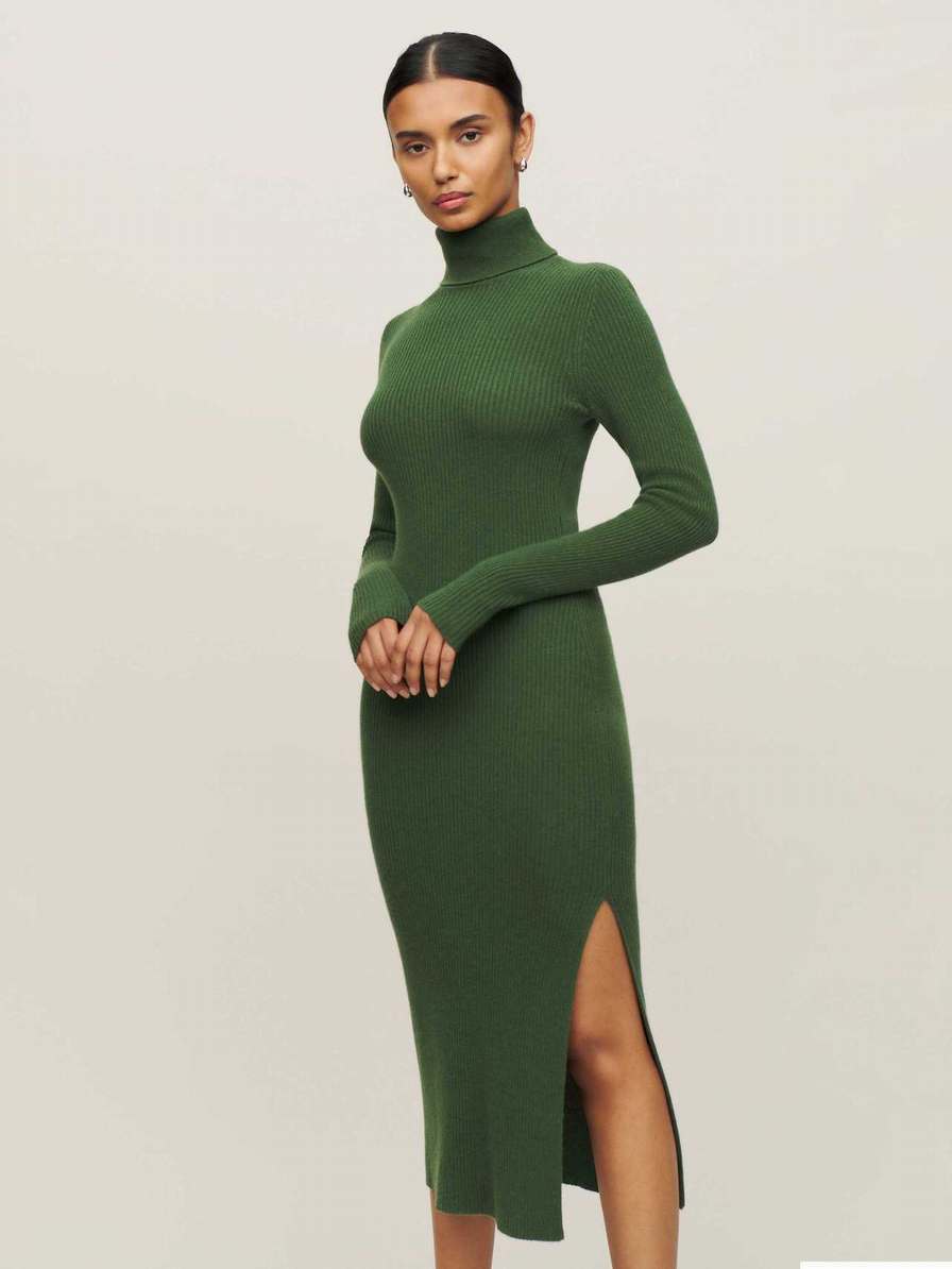 Women's Reformation Robin Cashmere Dress Dark Green | USA-6078231