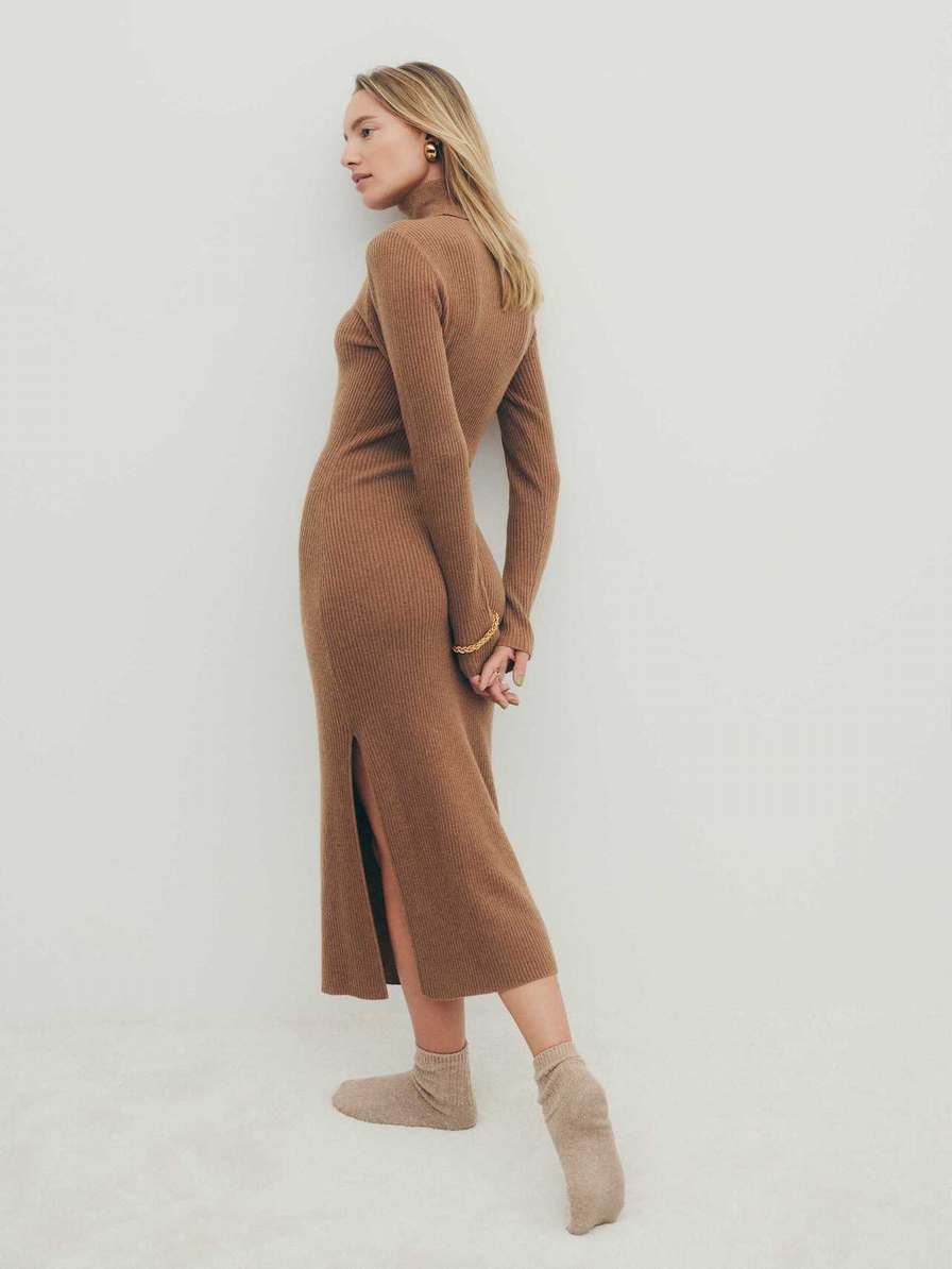 Women's Reformation Robin Cashmere Dress Brown | USA-625410