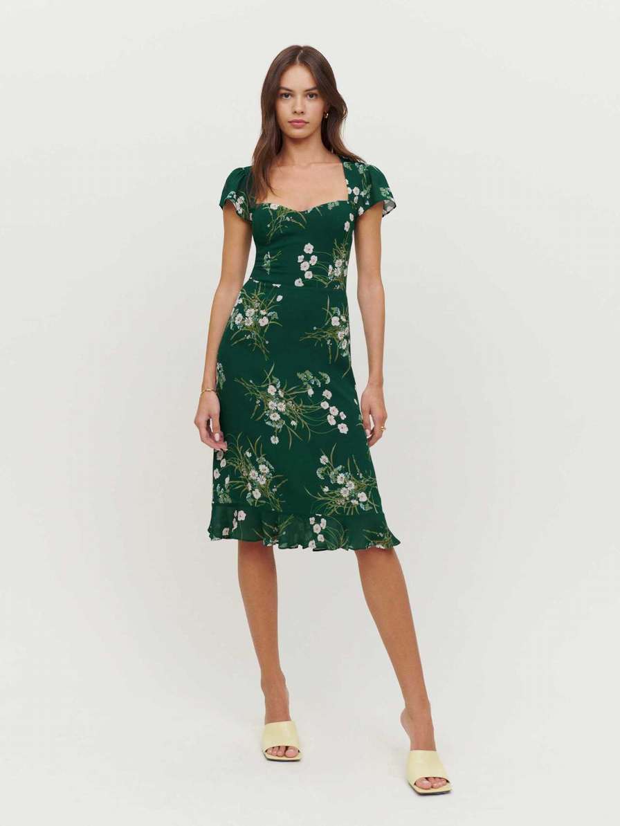 Women's Reformation Rosi Dress Dark Green | USA-105782