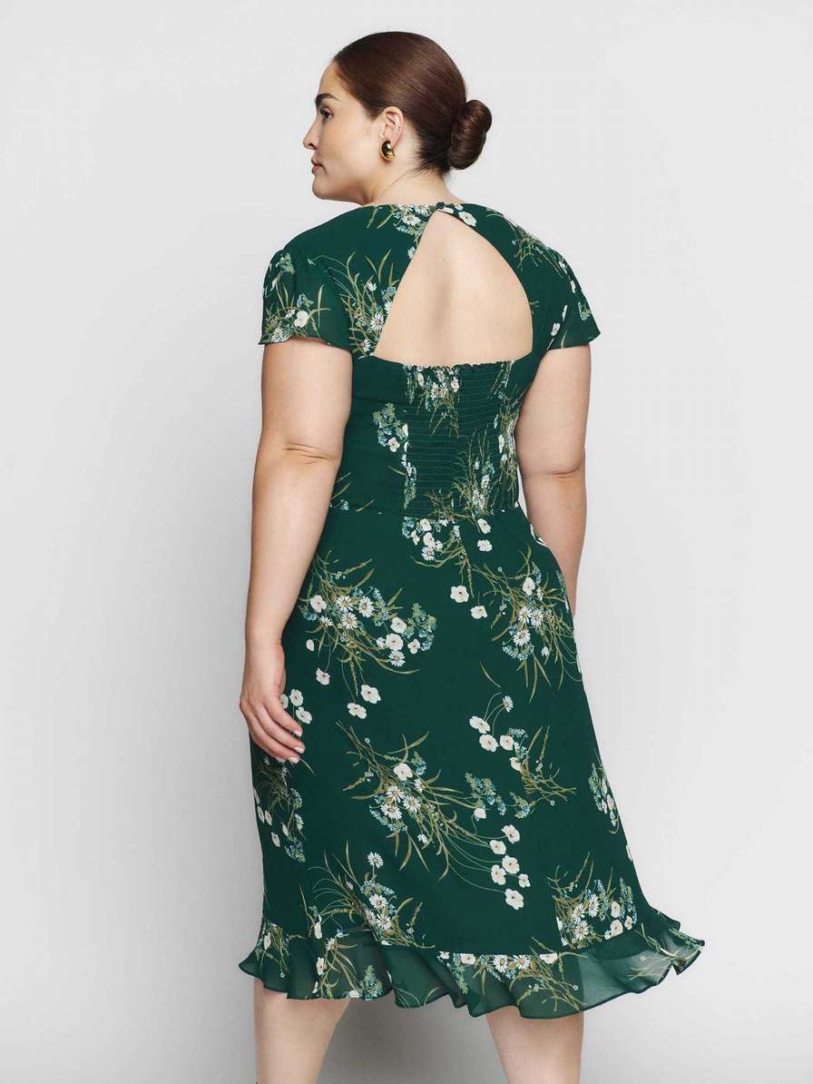 Women's Reformation Rosi Es Dress Dark Green | USA-712306