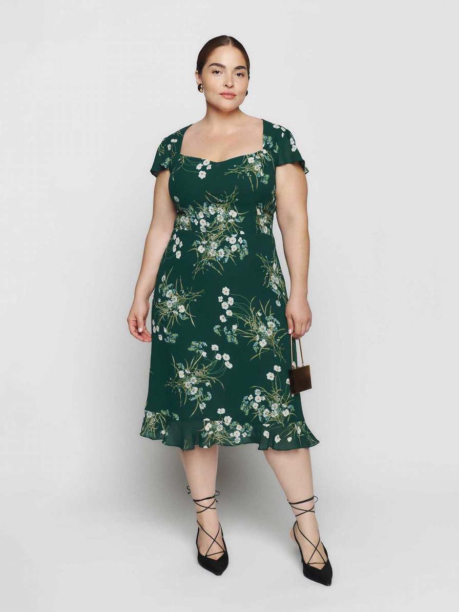 Women's Reformation Rosi Es Dress Dark Green | USA-712306