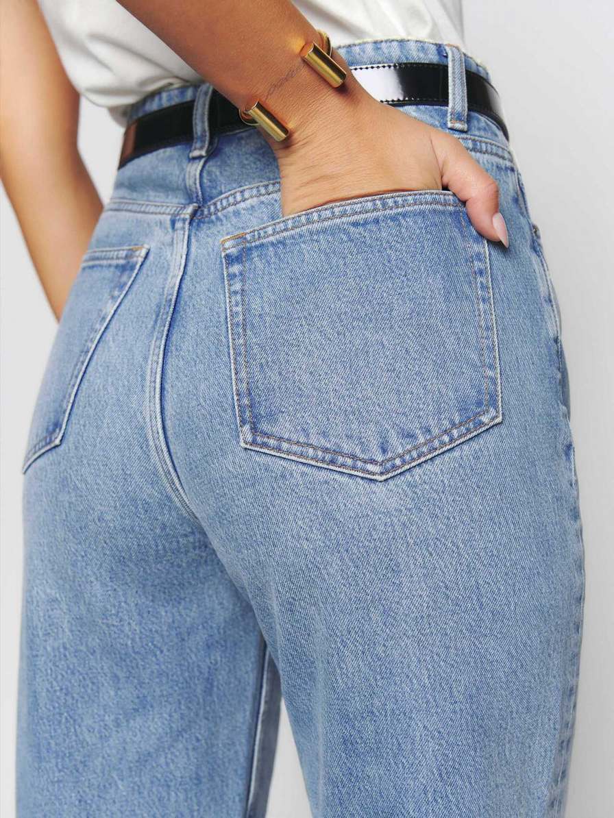 Women's Reformation Selena High Rise Relaxed Jeans Azure | USA-403582