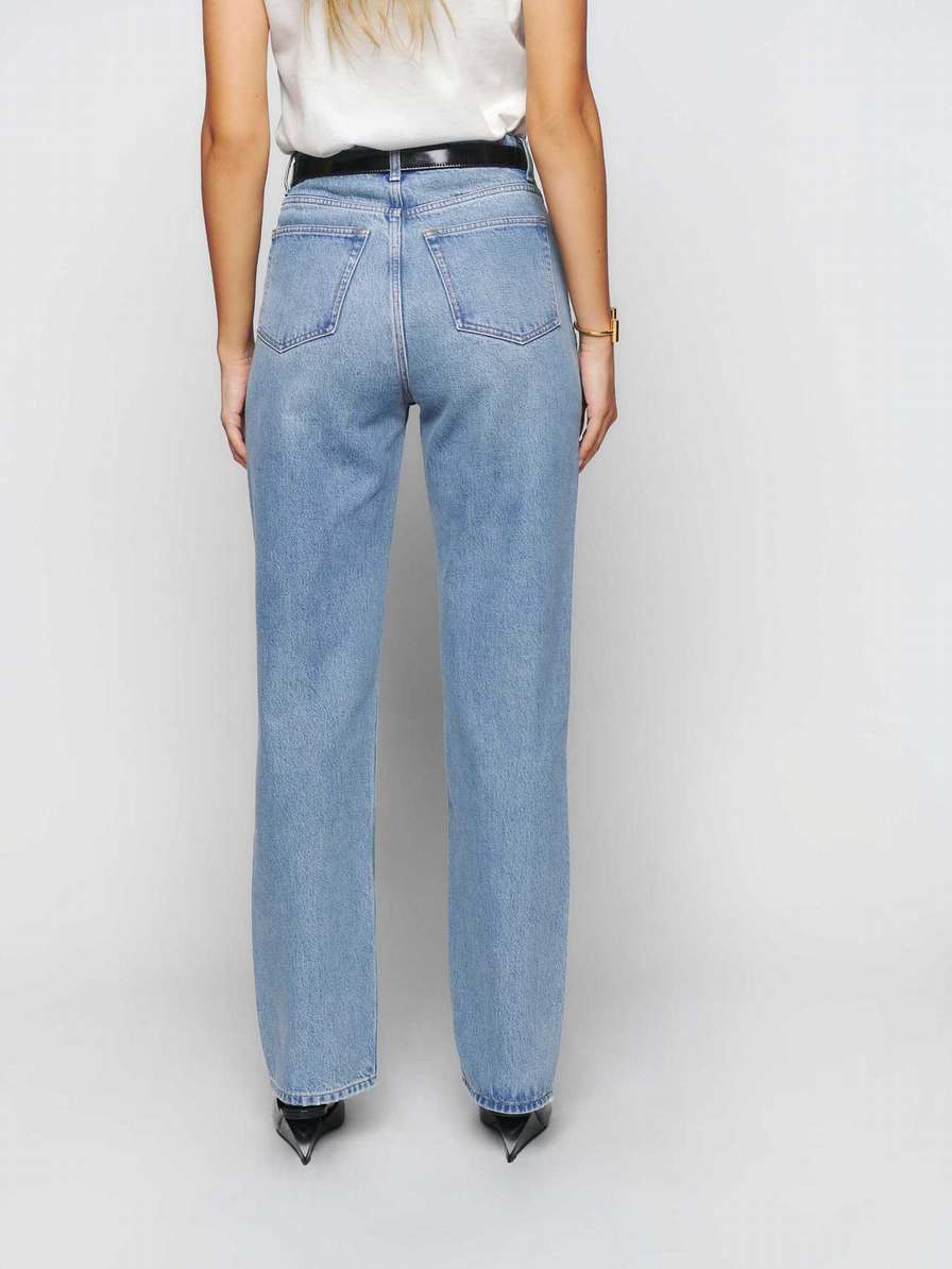 Women's Reformation Selena High Rise Relaxed Jeans Azure | USA-403582