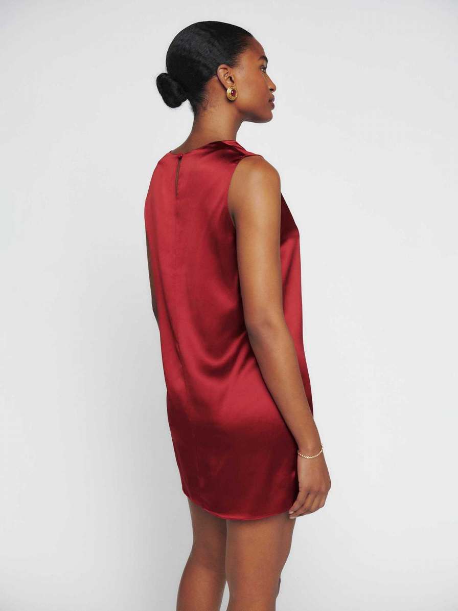 Women's Reformation Serina Silk Dress Red | USA-120753