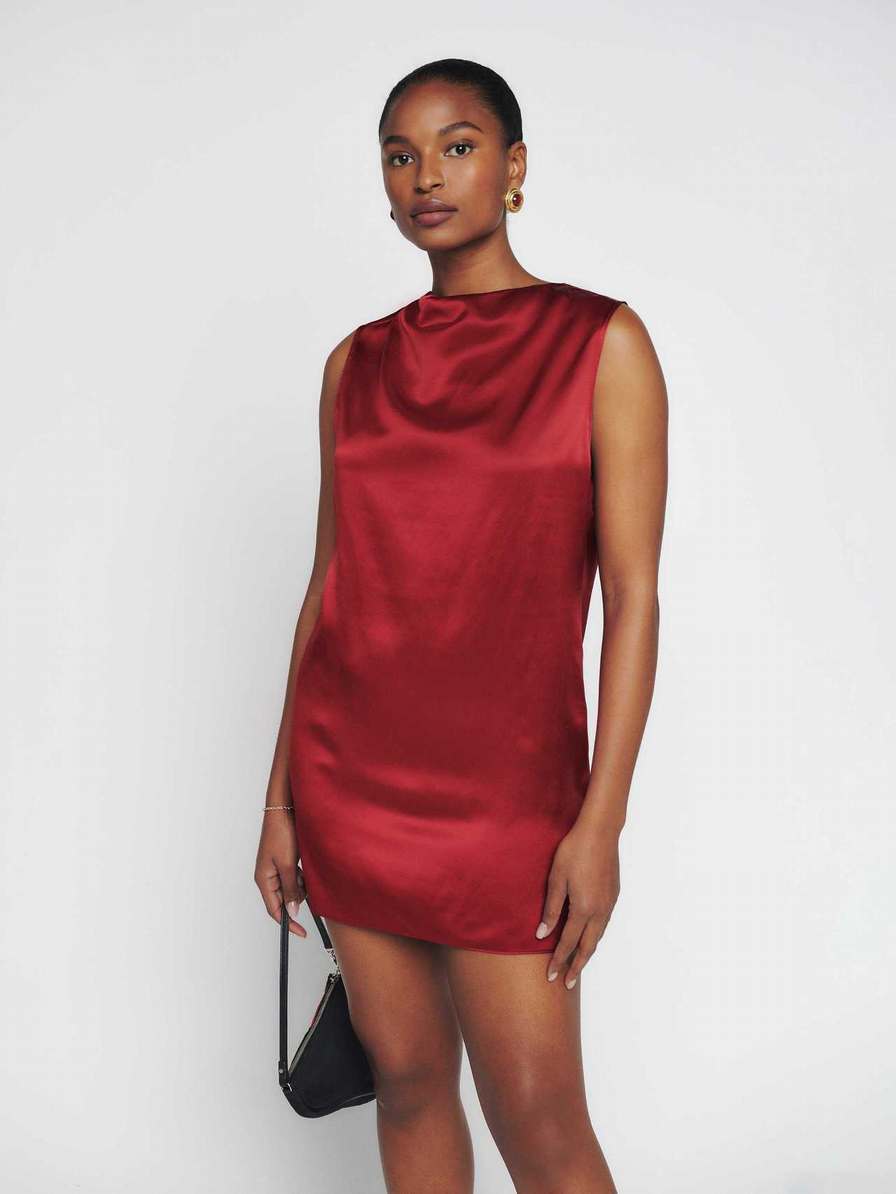 Women's Reformation Serina Silk Dress Red | USA-120753