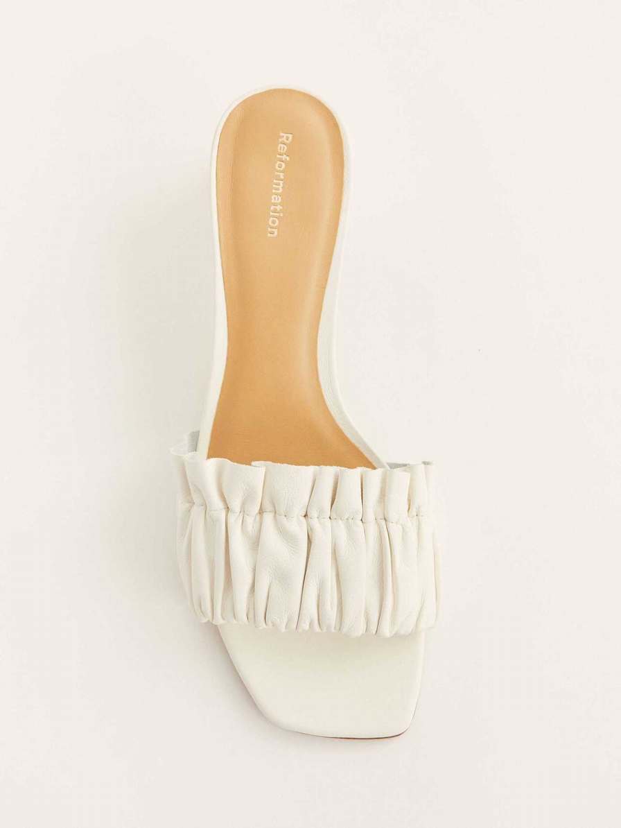 Women's Reformation Shereen Ruched Mules White | USA-872635