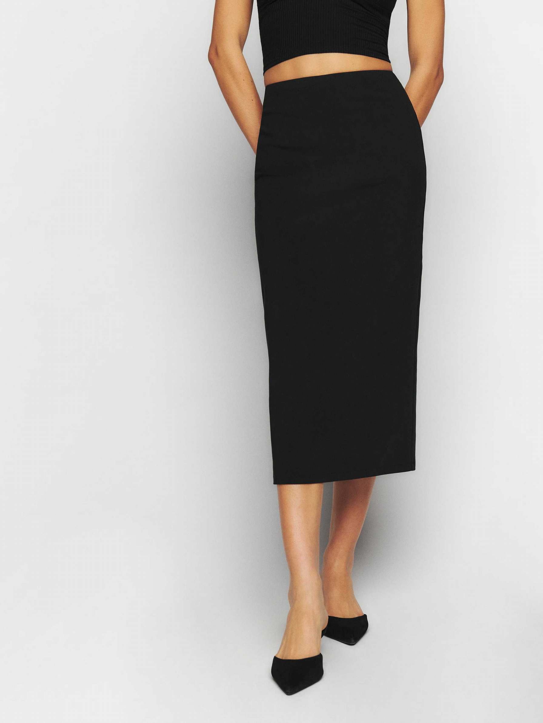 Women's Reformation Sienna Skirts Black | USA-0548273