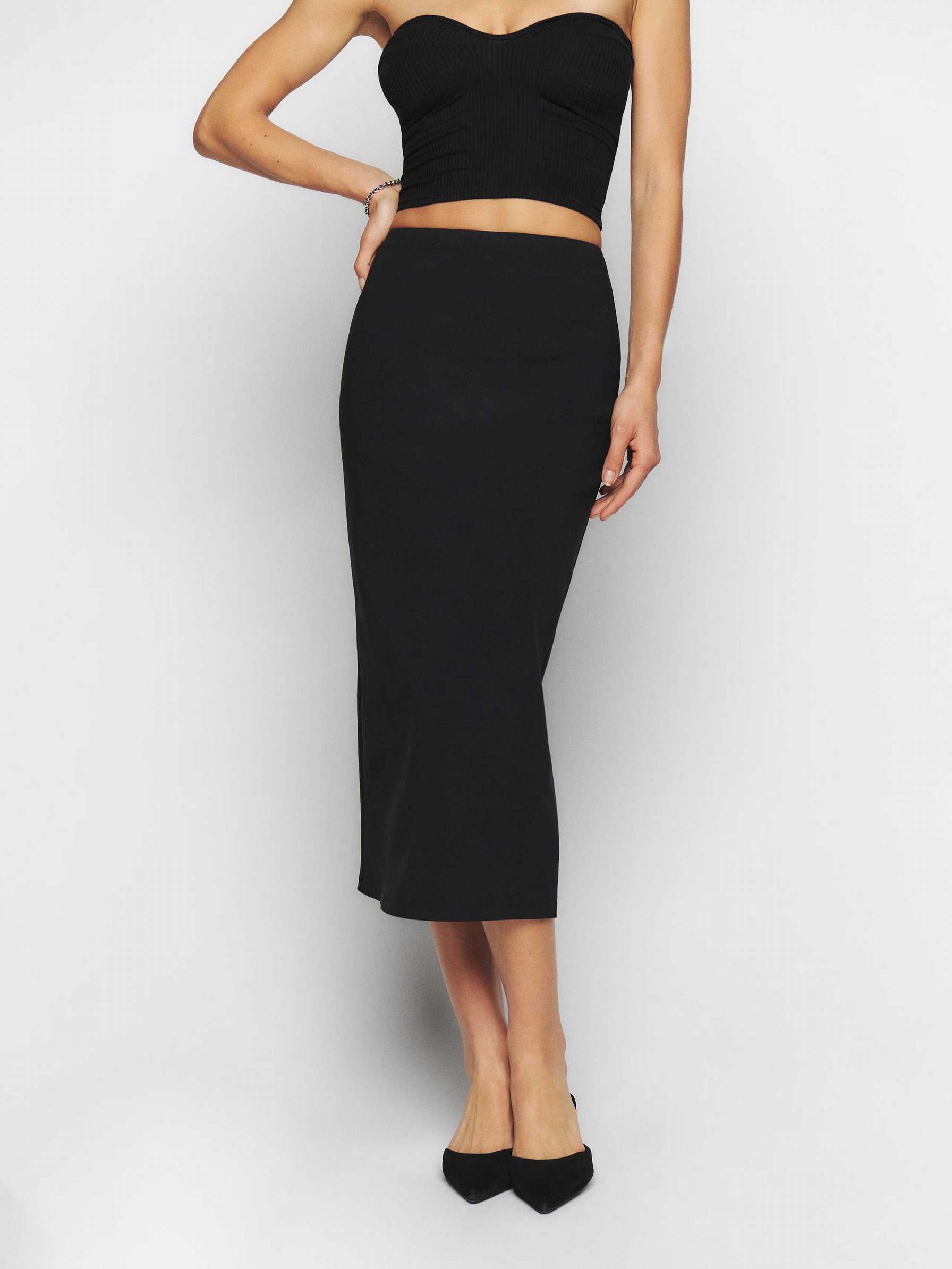 Women's Reformation Sienna Skirts Black | USA-0548273