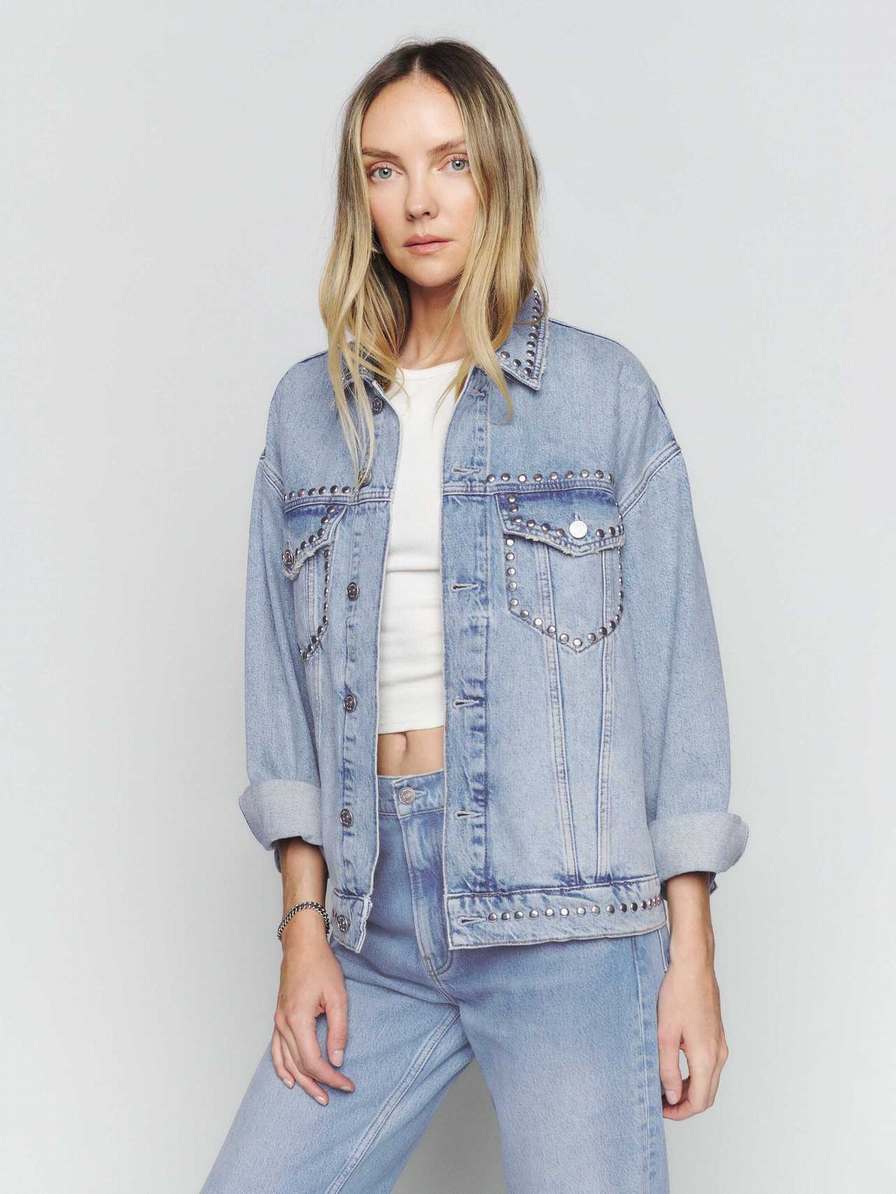 Women's Reformation Simone Oversized Jackets Light Blue | USA-2187365