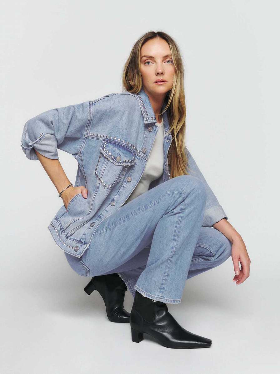 Women's Reformation Simone Oversized Jackets Light Blue | USA-2187365