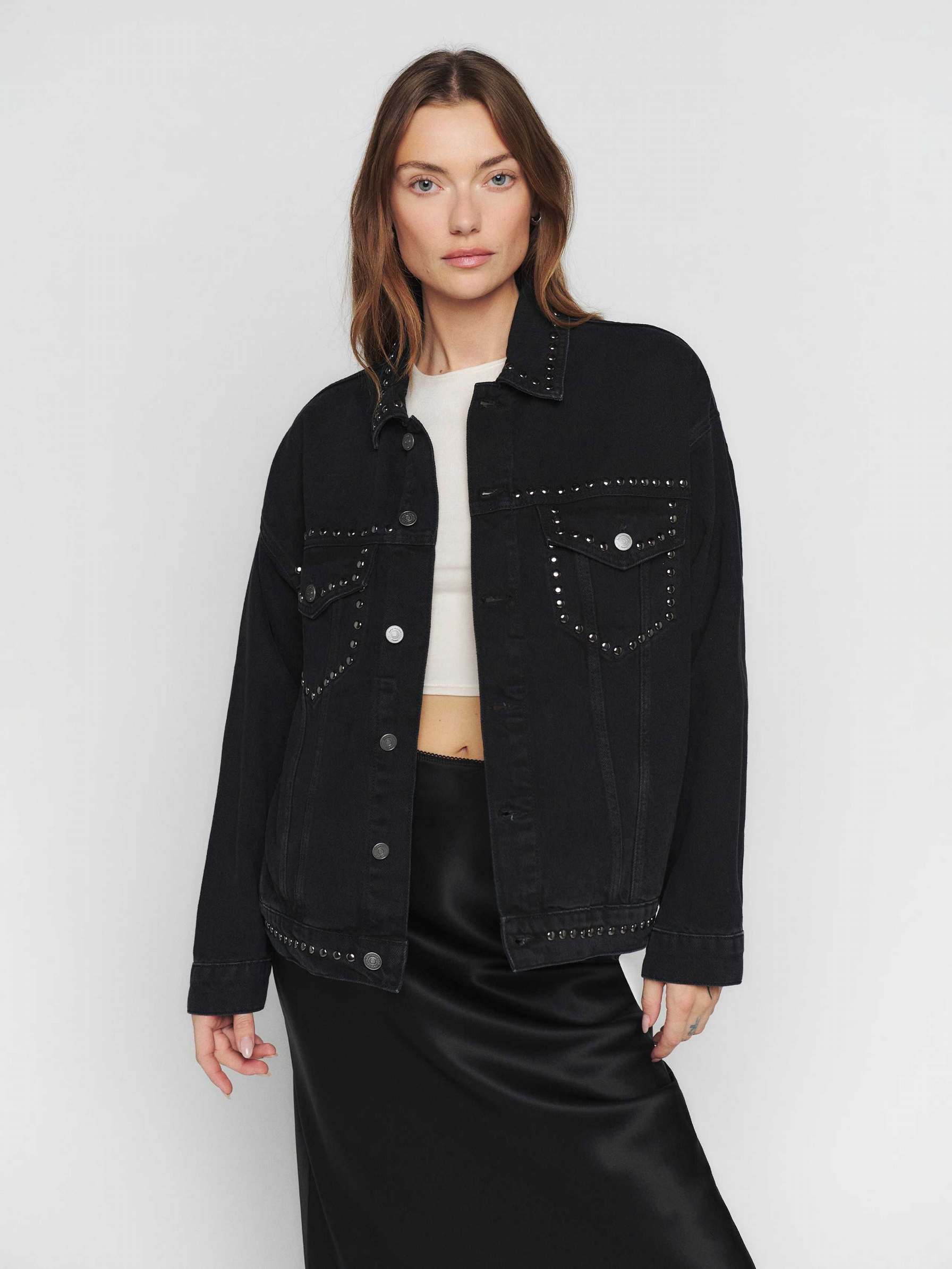 Women's Reformation Simone Oversized Jackets Black | USA-6718340