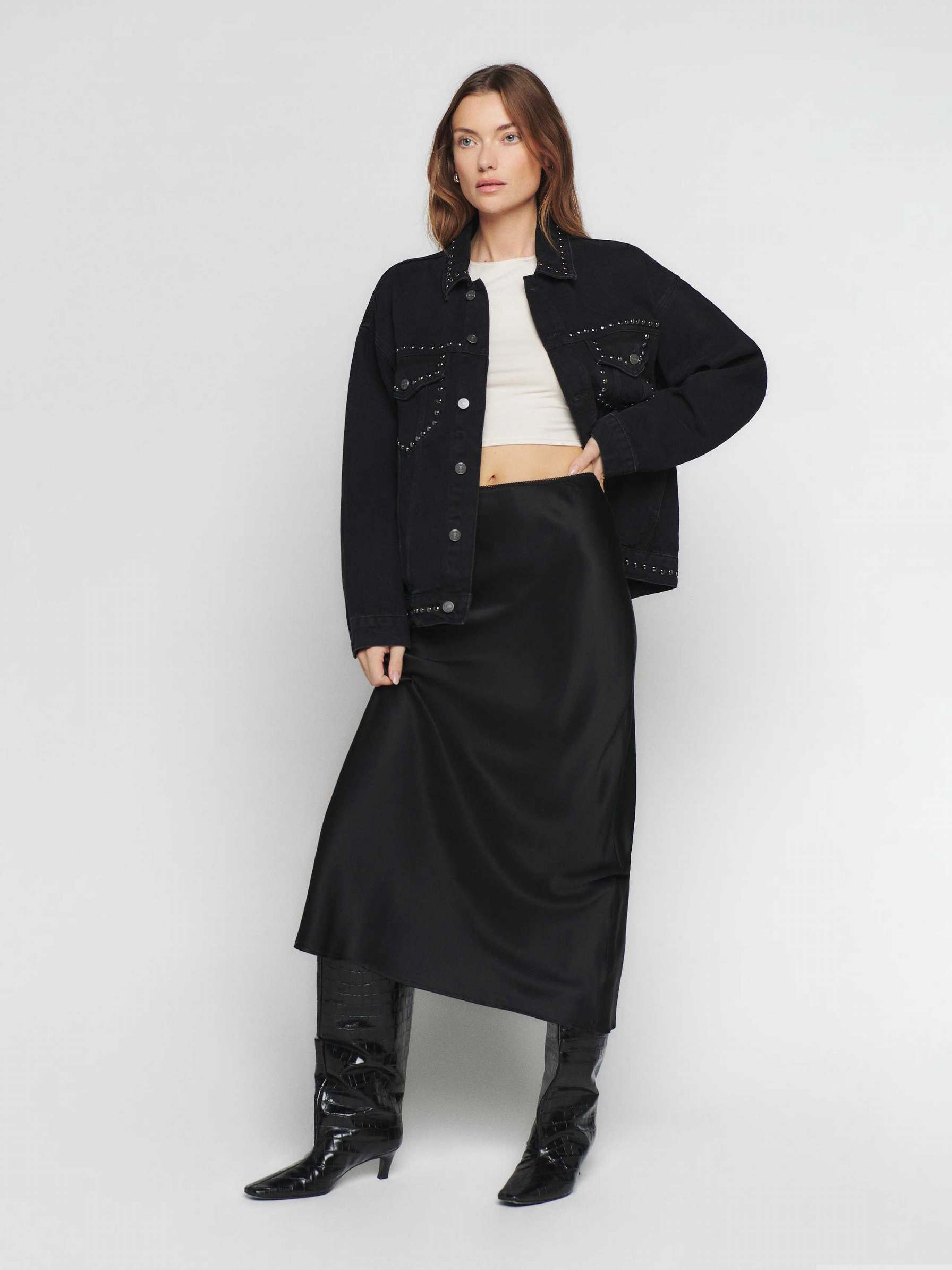 Women's Reformation Simone Oversized Jackets Black | USA-6718340