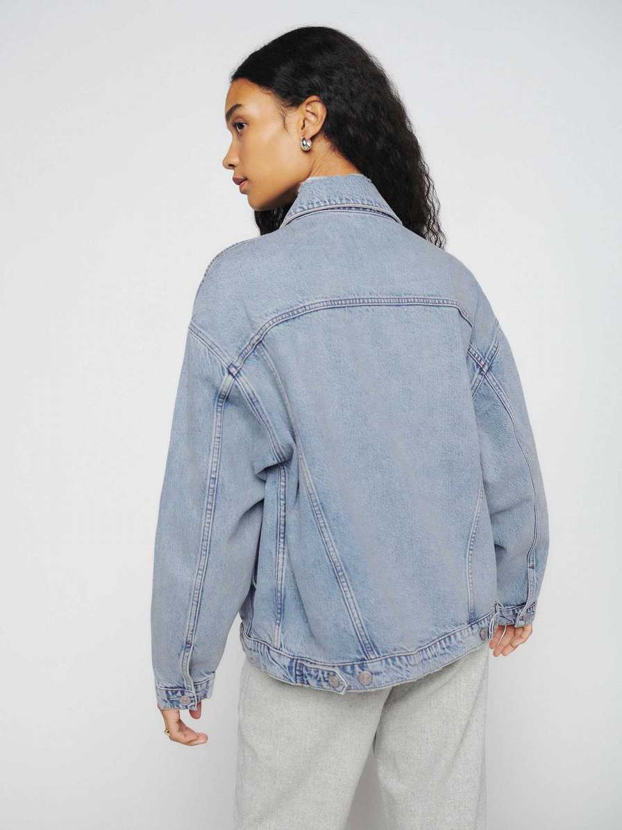 Women's Reformation Simone Oversized Jackets Light Blue | USA-820416