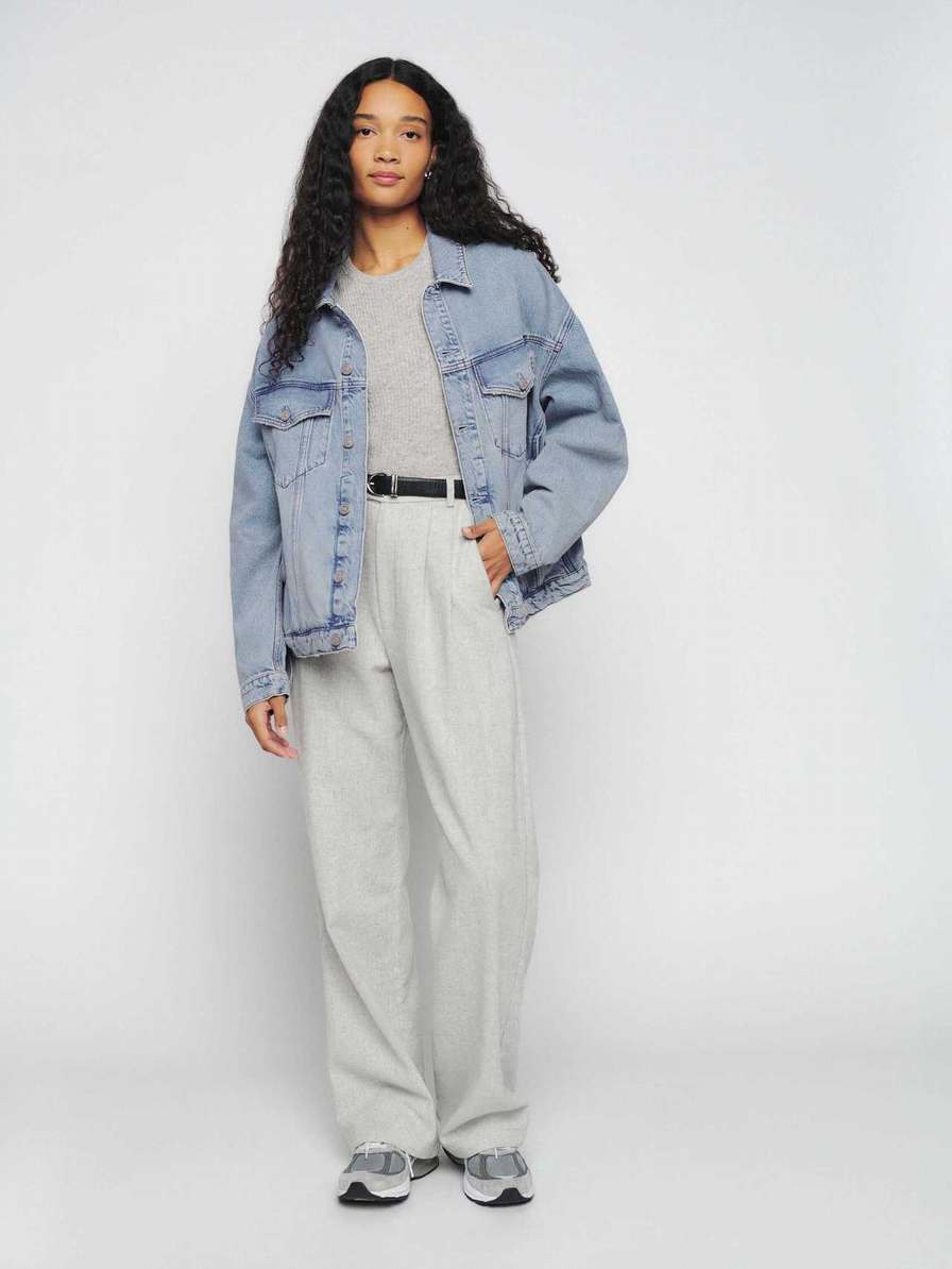 Women's Reformation Simone Oversized Jackets Light Blue | USA-820416