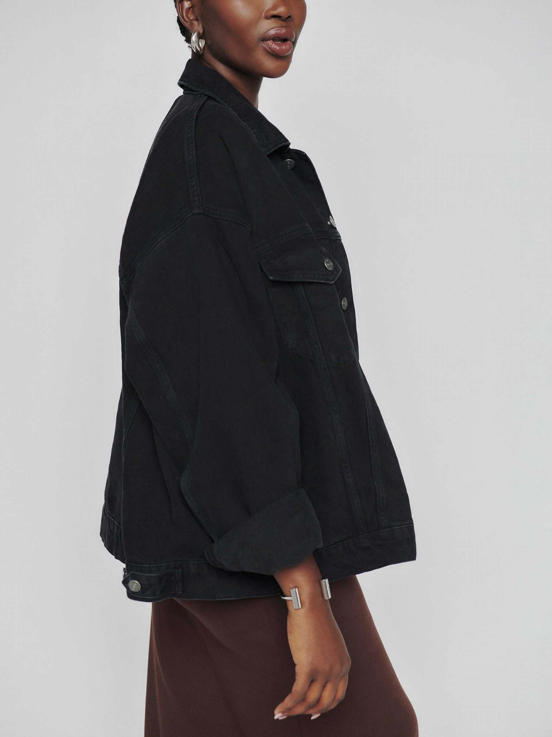 Women's Reformation Simone Oversized Jackets Black | USA-870236