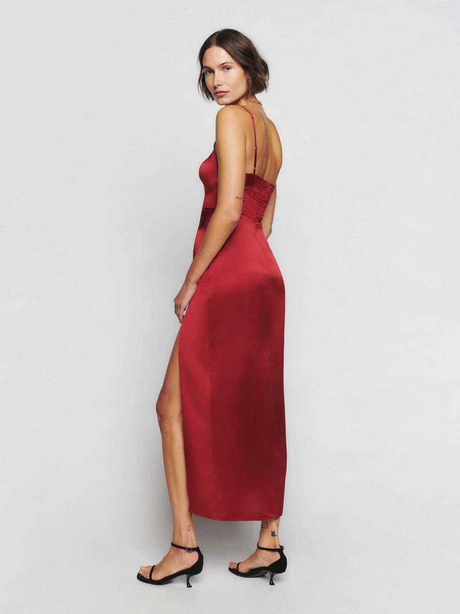 Women's Reformation Solay Silk Dress Red | USA-312840