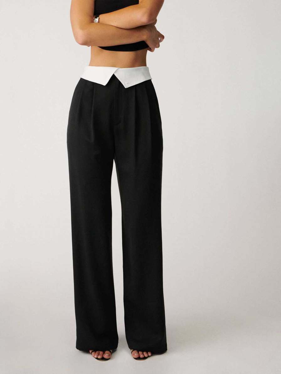 Women's Reformation Stevie Pants Black | USA-8632105