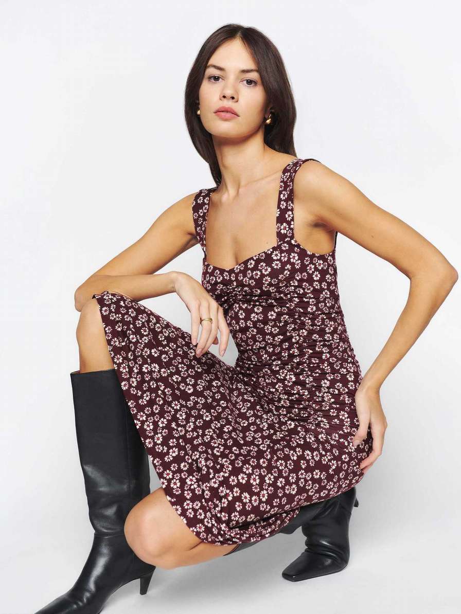 Women's Reformation Suvi Knit Dress Burgundy | USA-428356