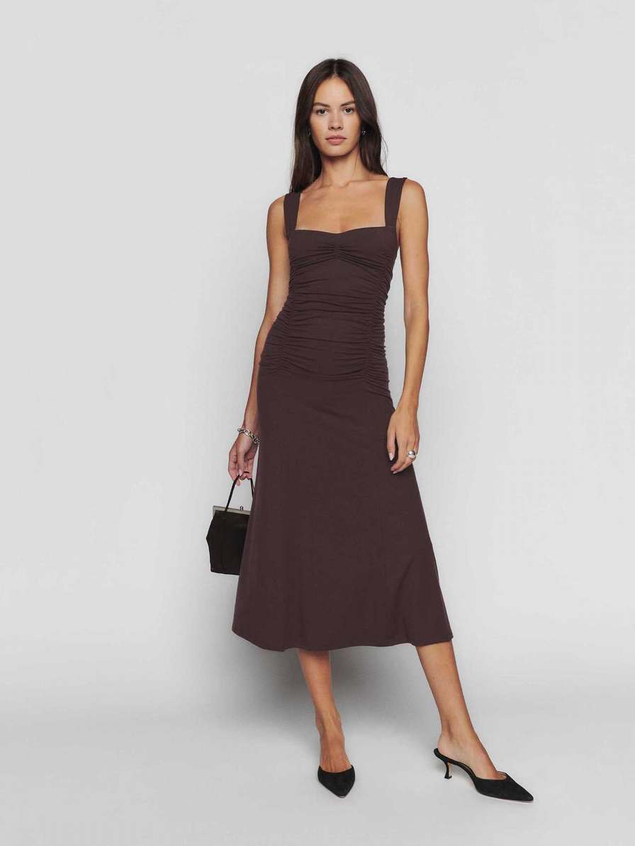 Women's Reformation Suvi Knit Dress Coffee | USA-185076