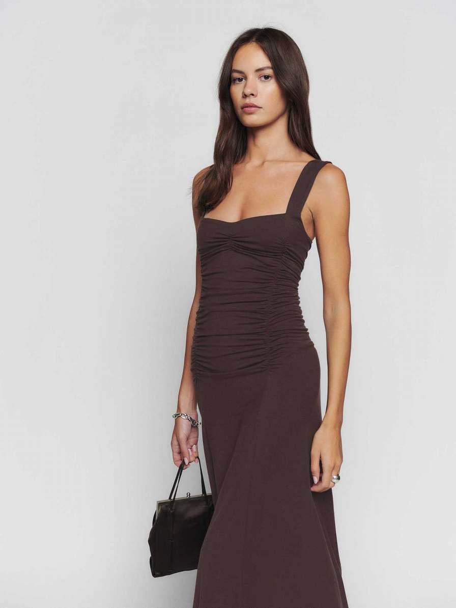 Women's Reformation Suvi Knit Dress Coffee | USA-185076