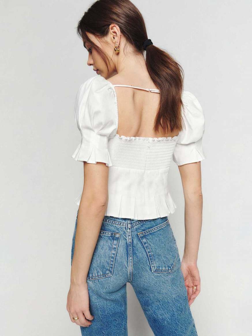 Women's Reformation Talina Tops White | USA-6450731