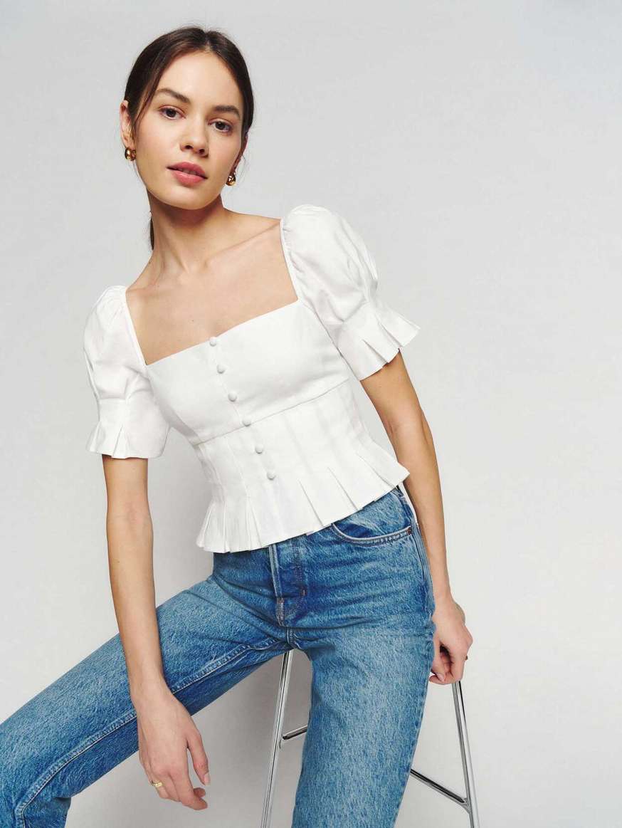 Women's Reformation Talina Tops White | USA-6450731