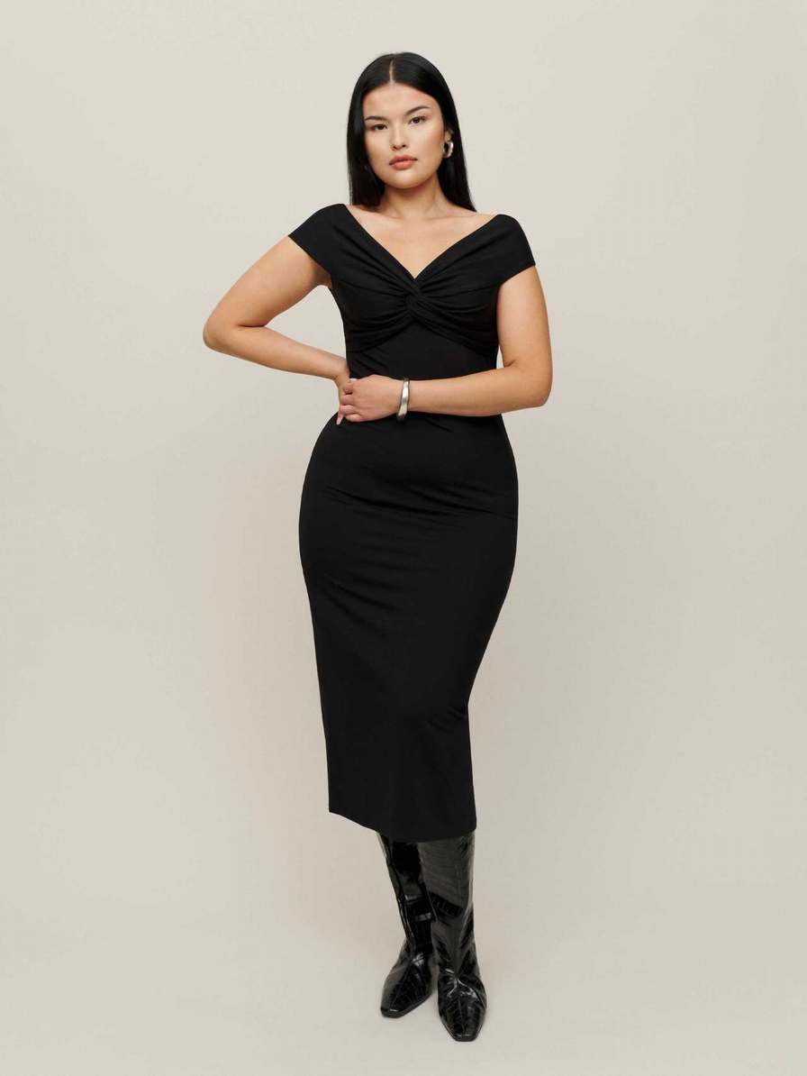 Women's Reformation Toulon Knit Dress Black | USA-016547