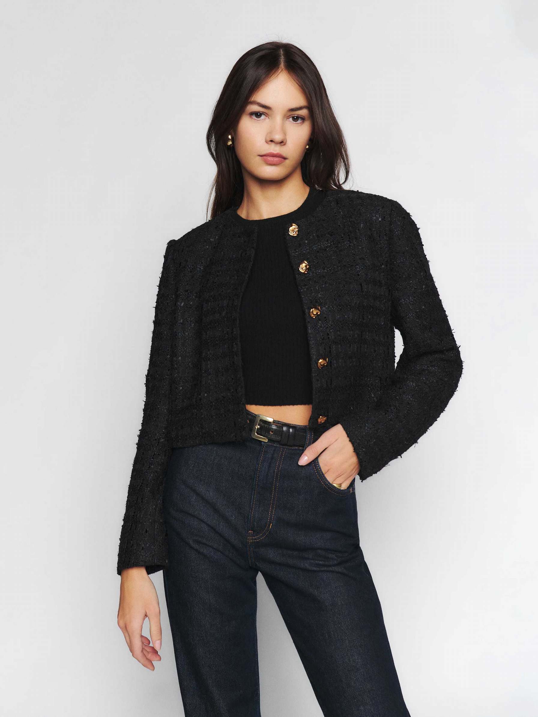 Women's Reformation Trista Jackets Black | USA-430867