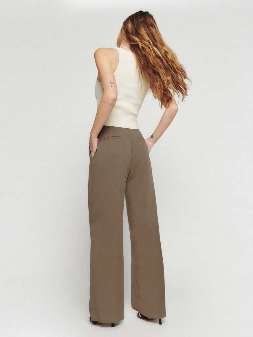 Women's Reformation Tyler Pants Light Brown | USA-216734