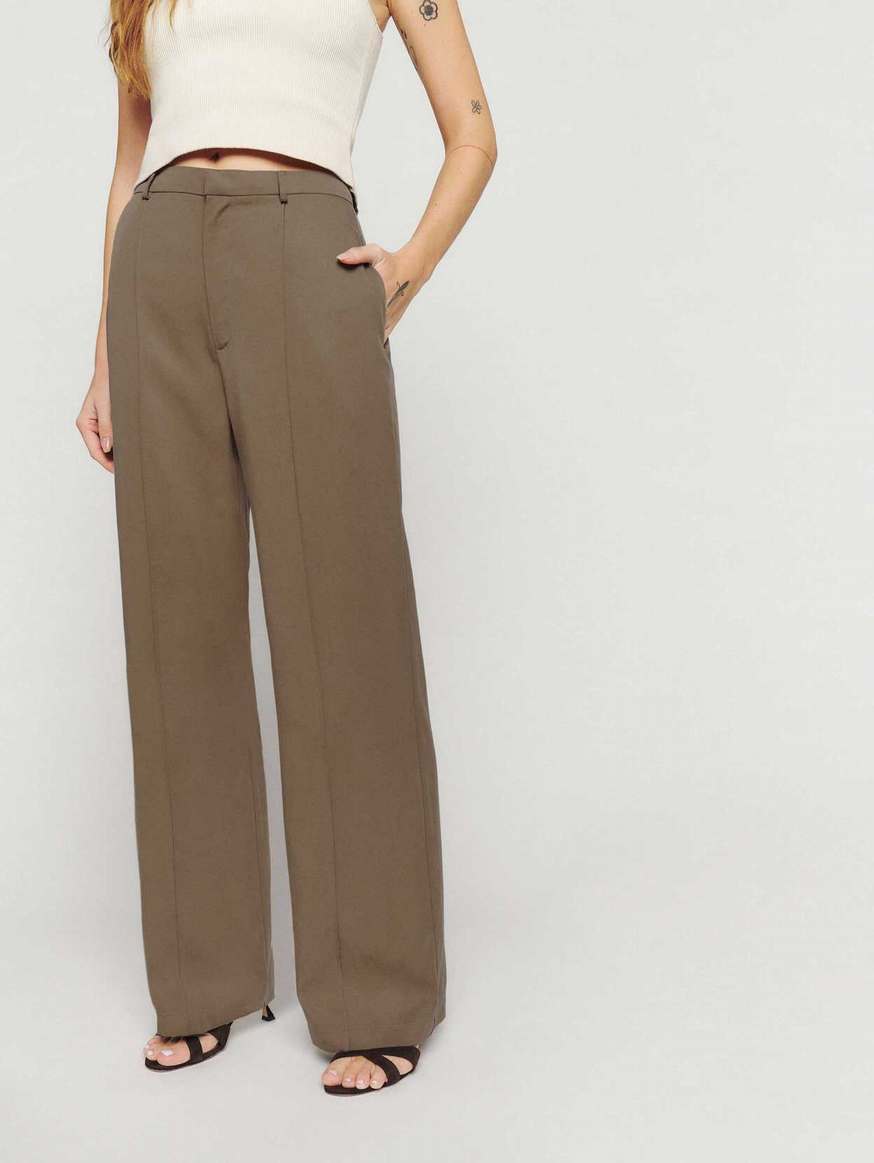 Women's Reformation Tyler Pants Light Brown | USA-216734