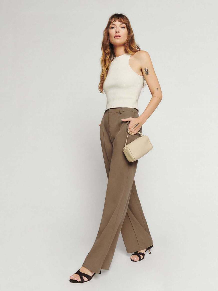 Women's Reformation Tyler Pants Light Brown | USA-216734