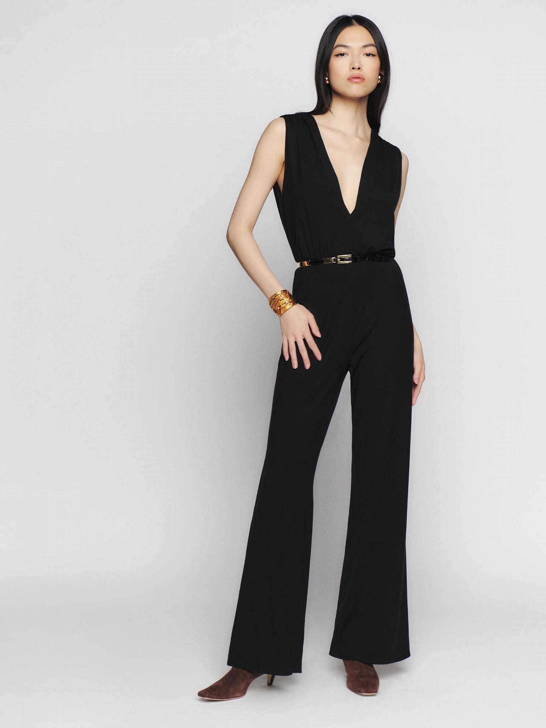 Women's Reformation Valencia Knit Jumpsuit Black | USA-687425