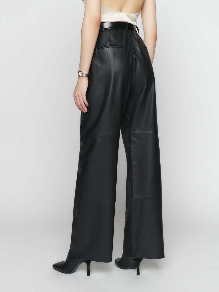 Women's Reformation Veda Elliott Leather Pants Black | USA-073561