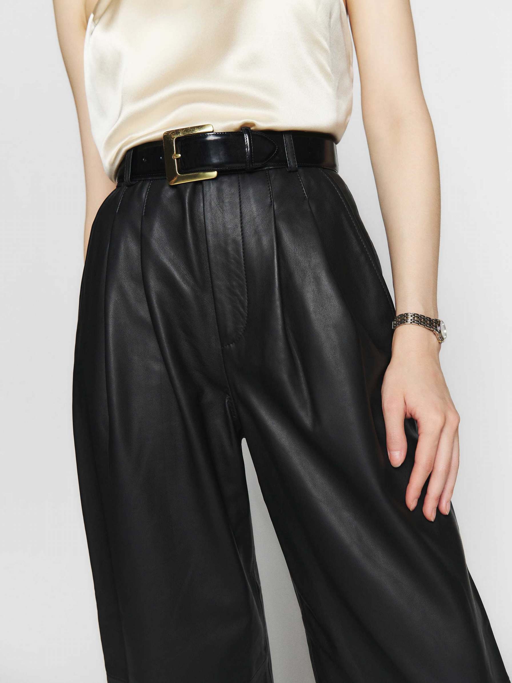 Women's Reformation Veda Elliott Leather Pants Black | USA-073561