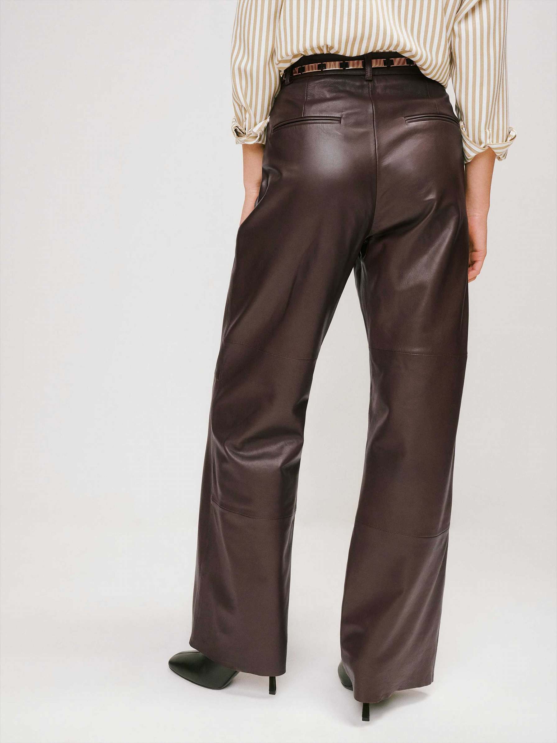 Women's Reformation Veda Elliott Leather Pants Chocolate Brown | USA-216075