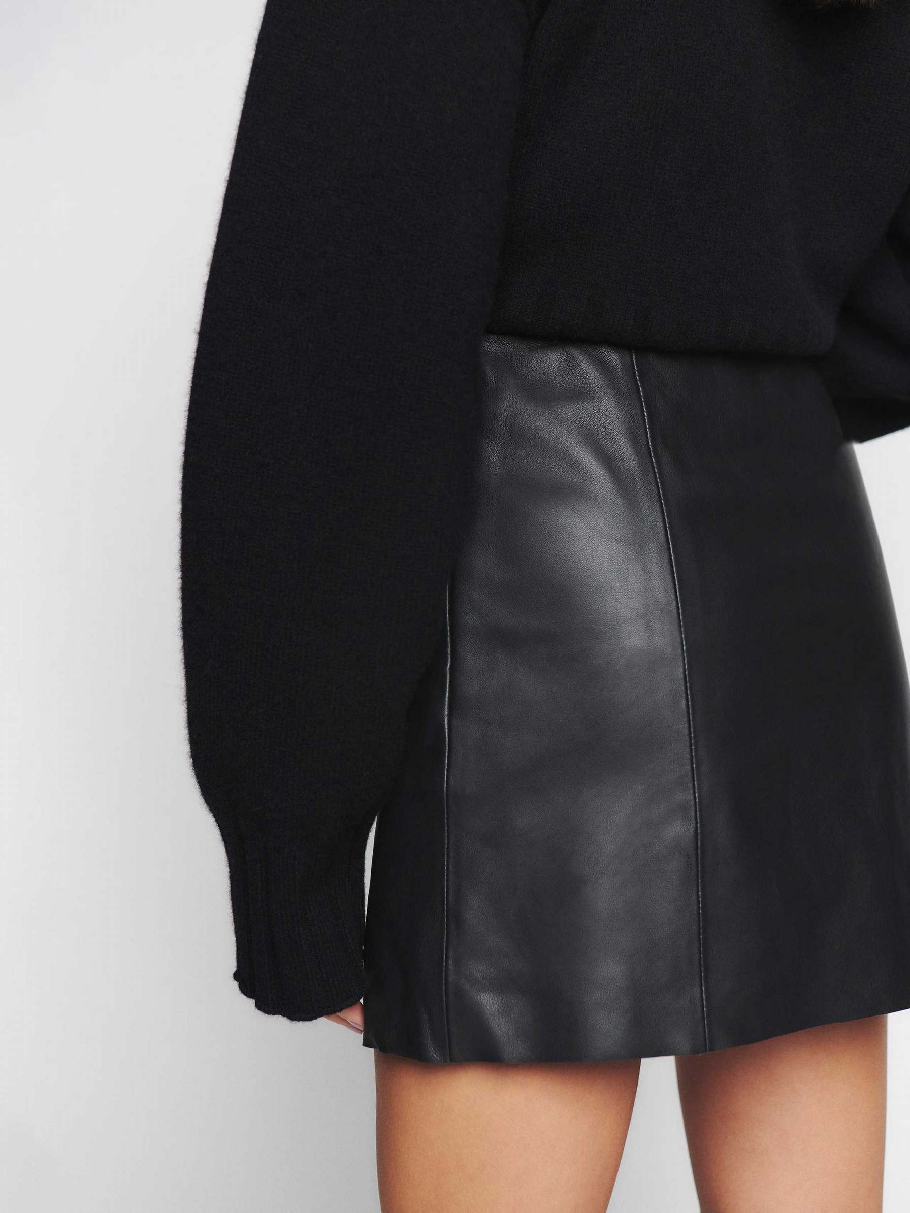 Women's Reformation Veda Margie Leather Mini Skirts Black | USA-285307