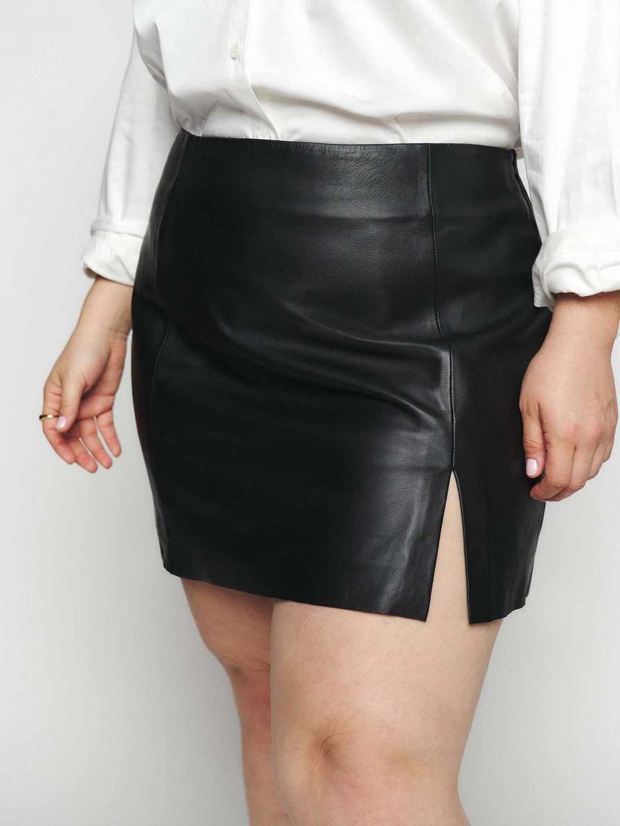 Women's Reformation Veda Margie Leather Mini Es Skirts Black | USA-463857