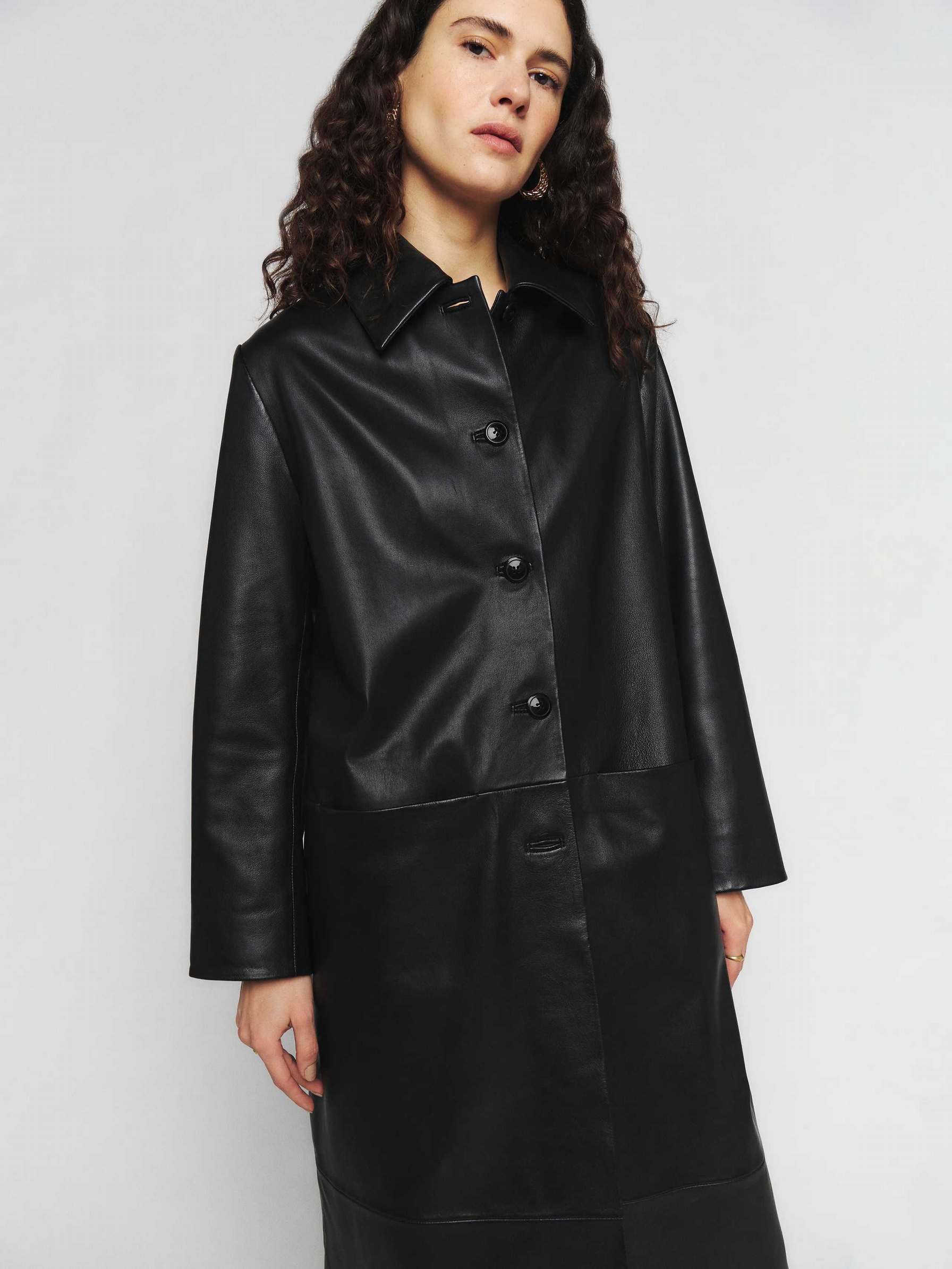 Women's Reformation Veda Orchard Leather Coats Black | USA-057281