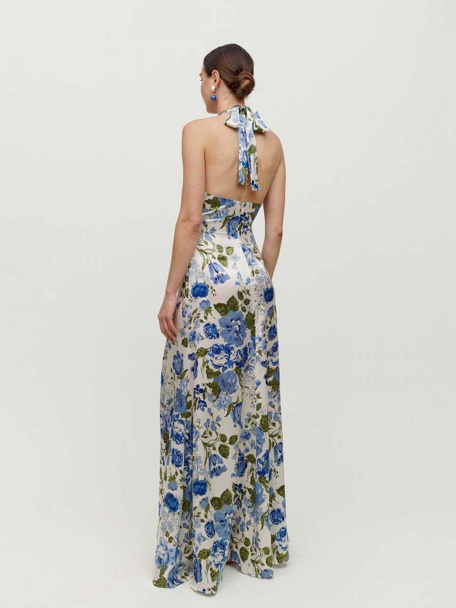 Women's Reformation Veria Silk Dress Flower | USA-621708