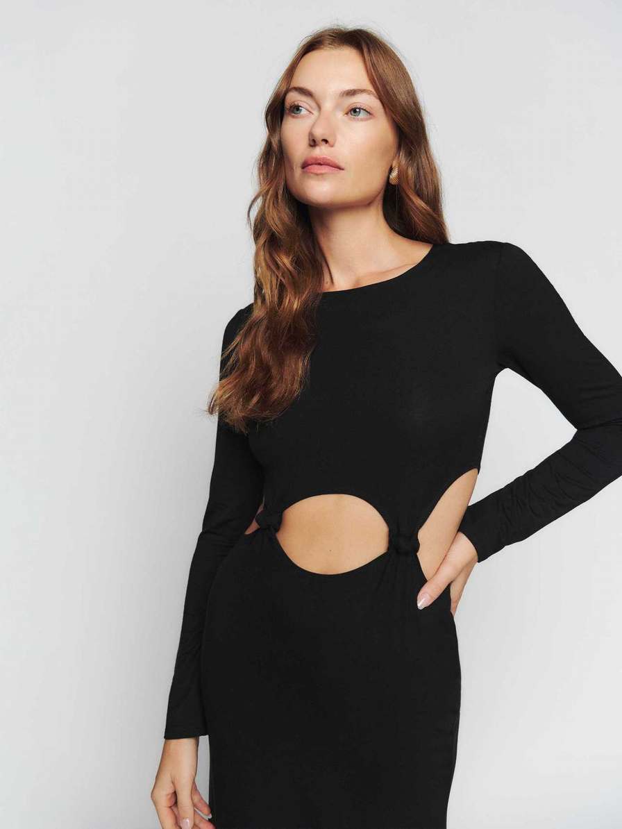 Women's Reformation Via Knit Dress Black | USA-8530427