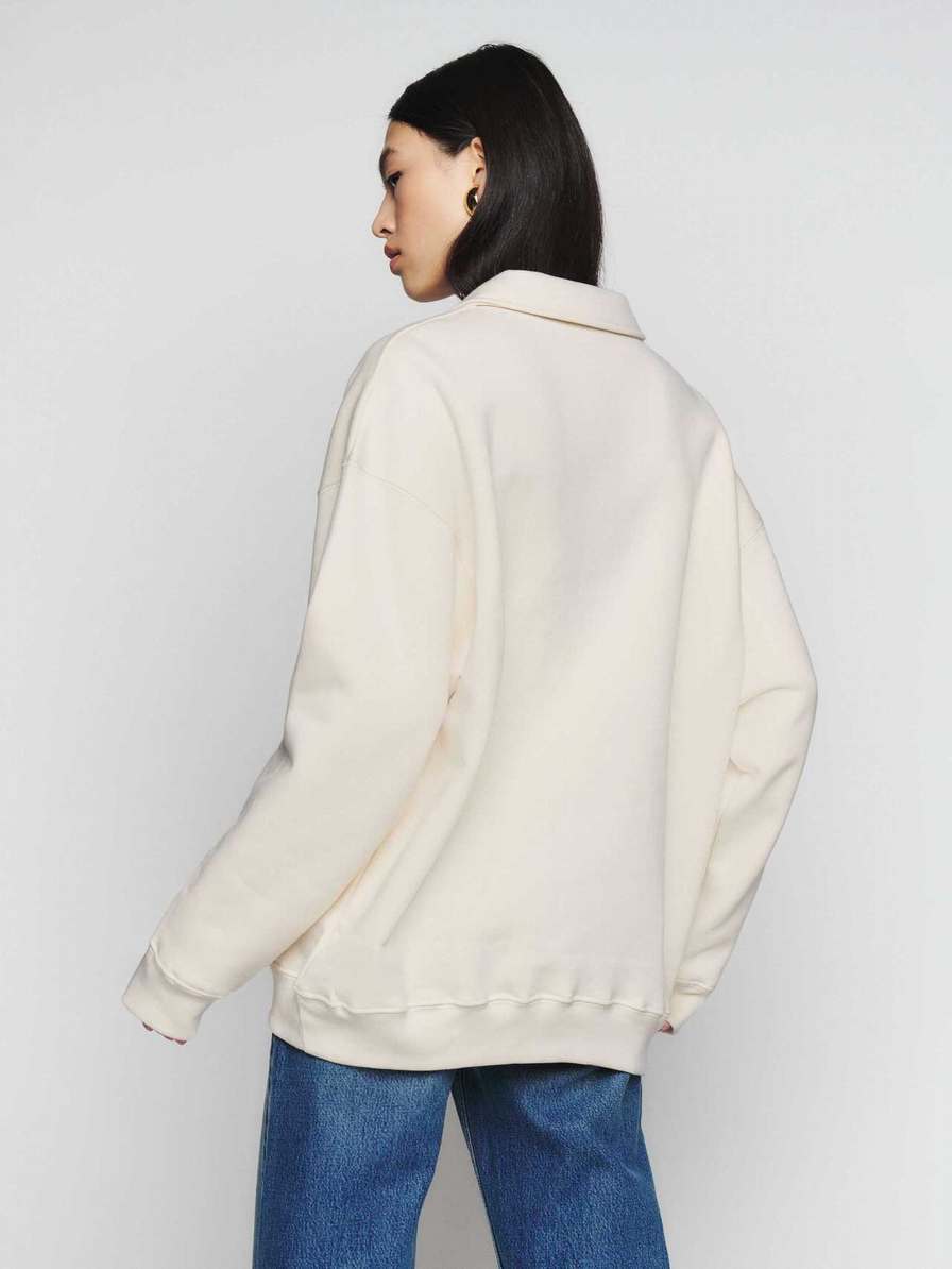 Women's Reformation Vintage Oversized Sweatshirt White | USA-407183