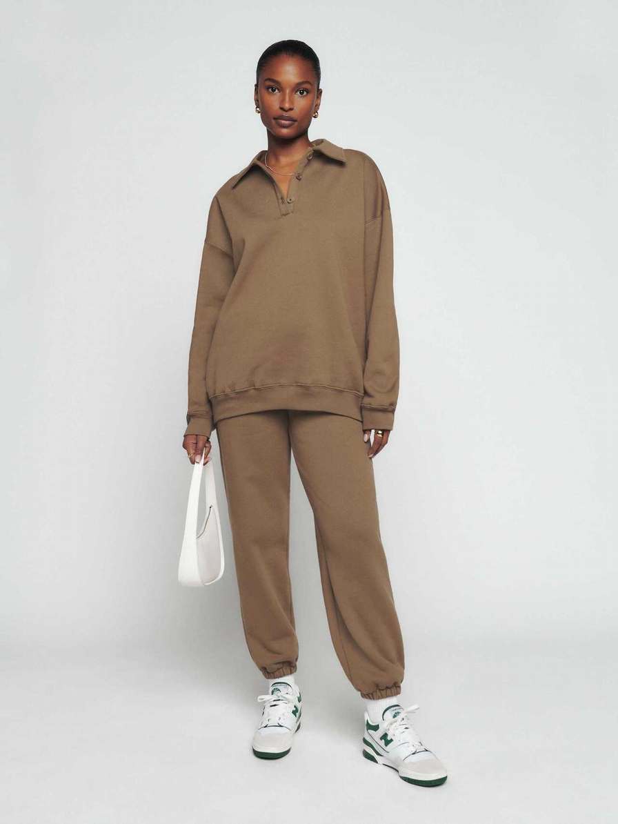 Women's Reformation Vintage Oversized Sweatshirt Light Brown | USA-871406