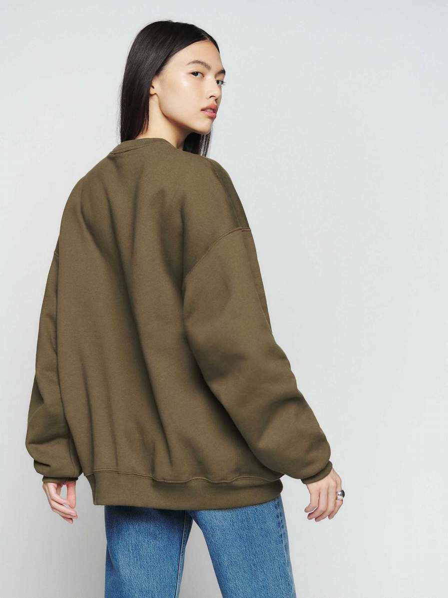 Women's Reformation Vintage Sweatshirt Dark Olive | USA-2567318