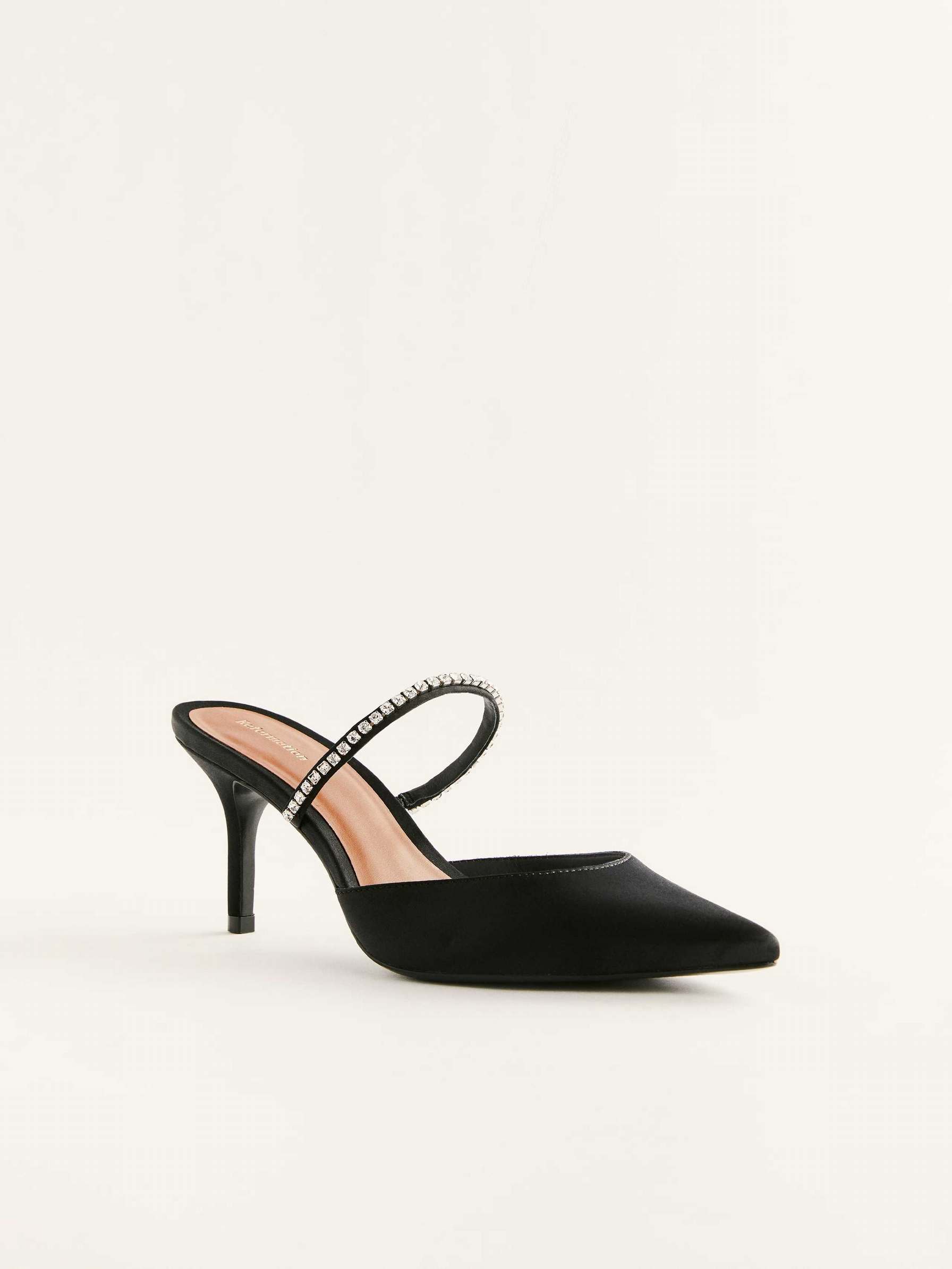 Women's Reformation Wendi Satin Mules Black | USA-215047