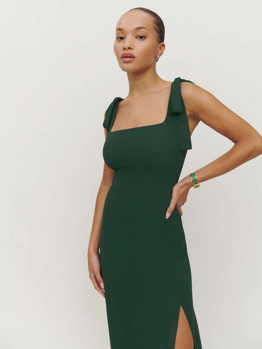 Women's Reformation Westerly Dress Black Green | USA-820657